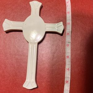 White ceramic religious cross crucifix hanging decor